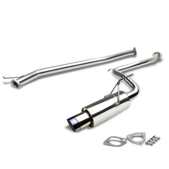 Catback Exhaust System 4" Round Slant Burnt Muffler Tip w/Silencer For 03-07 Honda Accord 2DR Coupe CM7/CM8 2.4 DOHC