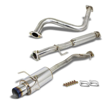 Catback Exhaust System 4" Burnt Muffler Tip with Silencer For 90-93 Honda Accord CB1/ CB2/ CB3/ CB4
