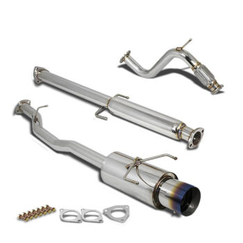 Catback Exhaust System 4.5" Round Burnt Muffler Tip with Silencer For 94-97 Honda Accord CD5/CD7 2.2L SOHC