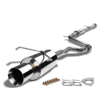 Catback Exhaust System 4" Round Roll Muffler Tip For 94-97 Honda Accord CD5/CD7 2.2L SOHC