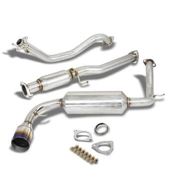 Catback Exhaust System 4.5" Round Slant Burnt Muffler Tip For 88-91 Honda CR-X ED8/ED9 Base/HF/SI 1.5L/1.6L SOHC