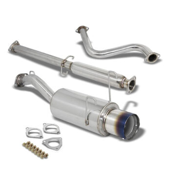 Catback Exhaust System 4.5" Round Burnt Muffler Tip For 93-97 Honda Civic del Sol EG1/EG2/EH6 S/SI/VTEC 1.6L SOHC