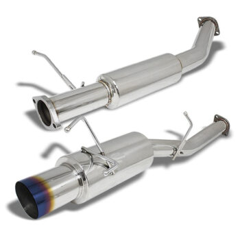 Catback Exhaust System 4" Round Burnt Muffler Tip For 89-94 Nissan 240SX S13 Silvia Base/SE/LE/XE