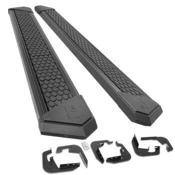 (J2 Honeycomb Pad Black) Running Board Nerf Bar For 07-18 Silverado Sierra 1500/07-19 2500 3500 HD [Extended Cab]