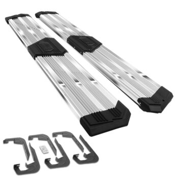 (J2 Wide Pleated Metal) Running Board Nerf Bar For 07-18 Silverado Sierra 1500/07-19 2500 3500 HD [Extended Cab]