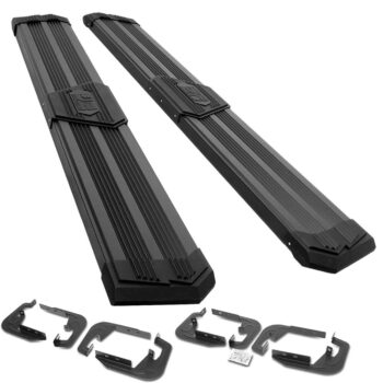 (J2 Wide Pleated Black) Running Board Nerf Bar For 19+ Chevrolet Silverado / GMC Sierra 1500 2500 3500 HD (T1XX) [Crew Cab]