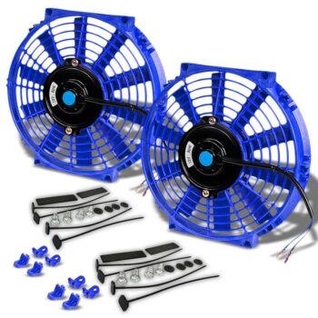 2x Universal 10" SLIM Blue PULL/PUSH Electric Radiator Engine Bay Cooling Fan
