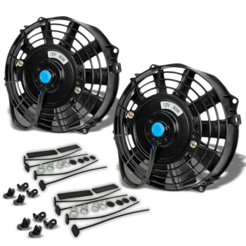 2x Universal 7" Black Slim Electric Radiator Motor Cooling Fan+ Front Mounting