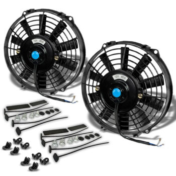 2x Universal 9" Black Slim Electric Radiator Motor Cooling Fan+ Front Mounting