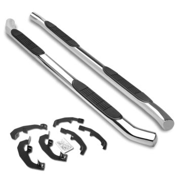 (Curved End Metal) Running Board Nerf Bar For 19+ Silverado Sierra 1500/20+ 2500 3500 HD T1XX [Extended Cab]