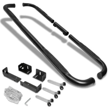 (90 Bend End Black) Running Board Nerf Bar Length Adjustable [Extended Cab and Crew Cab]