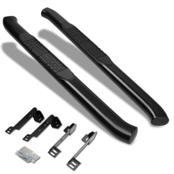(Curved End Oval Black) Running Board Nerf Bar For 99-19 Silverado/Sierra [Standard Cab]