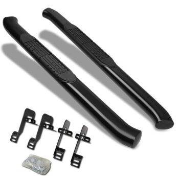 (Curved End Oval Black) Running Board Nerf Bar For 04-14 Ford F-150 (P221 11th, P415 12th Gen) [Standard Cab]