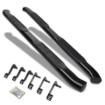 (Curved End Oval Black) Running Board Nerf Bar For 04-15 Nissan Titan (A60 1st Gen) [Extended Cab]