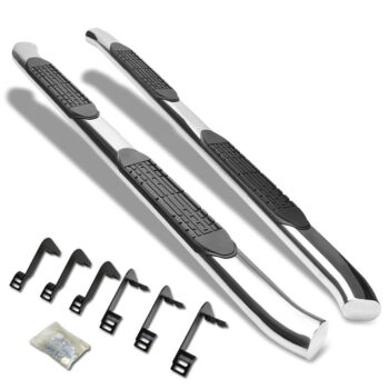 (Curved End Oval Metal) Running Board Nerf Bar For 04-15 Nissan Titan (A60 1st Gen) [Crew Cab]