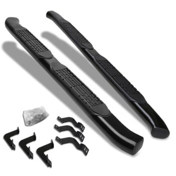 (Curved End Oval Black) Running Board Nerf Bar For 07-21 Toyota Tundra (XK50 2nd Gen) [Extended Cab]
