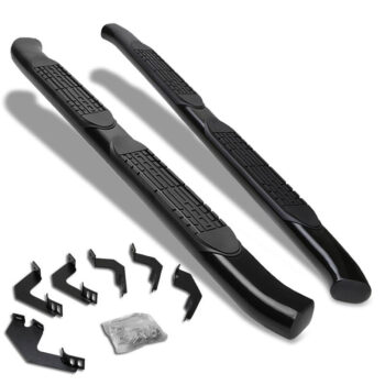 (Curved End Oval Black) Running Board Nerf Bar For 05-22 Toyota Tacoma [Extended Cab]
