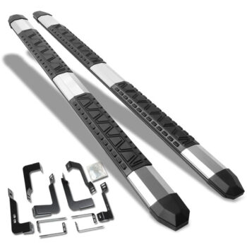 (Extruded Trapezoid Metal) Running Board Nerf Bar For 07-18 Silverado Sierra 1500/07-19 2500 3500 HD [Crew Cab]