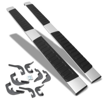 (Flat Board Cross Metal) Running Board Nerf Bar For 07-18 Silverado Sierra 1500/07-19 2500 3500 HD [Crew Cab]