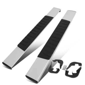 (Extruded Flat Black/Silver) Running Board Nerf Bar For 07-18 Silverado Sierra 1500/07-19 2500 3500 HD [Standard Cab]