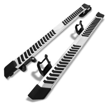 (Flat Board Stripe Pad Black) Stainless Running Board Nerf Bar For Ford 15+ F-150 / 17+ F-250 F-350 Super Duty [Crew Cab]
