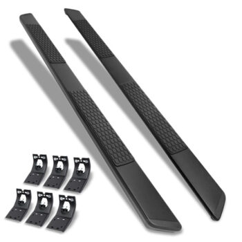 (82" Flat Honeycomb 2 Pad Black) Running Board Nerf Bar For 09-18 Ram 1500 2500 3500/19+ Ram 1500 Classic [Crew Cab]