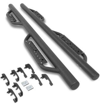 (Round Drop Black) Running Board Nerf Bar For 07-18 Silverado Sierra 1500/07-19 2500 3500 HD [Crew Cab]