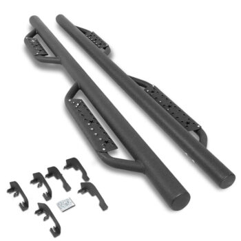 (Round Drop Black) Running Board Nerf Bar For 07-18 Silverado Sierra 1500/07-19 2500 3500 HD [Extended Cab]