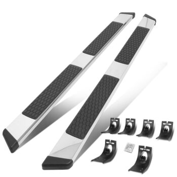 (80" Flat Honeycomb Slant Pad Metal) Running Board Nerf Bar For 09-18 Ram 1500/19+ Ram 1500 Classic [Extended Cab]