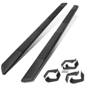 80" Black Honeycomb 2 Pad/Slant End Cap Running Board Nerf Bar For 07-21 Toyota Tundra XK50 [Crew Cab]