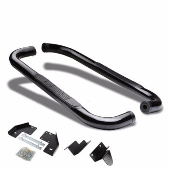 (90 Bend End Black) Running Board Nerf Bar For 99-16 Ford F-250/350/450/550 Super Duty (PHN131) [Standard Cab]